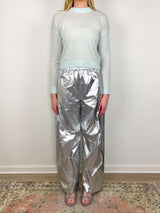 Silver Metallic Nylon Winslow Pant in Silver