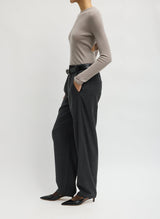 Cozy Flannel Side Drape Pant in Dark Heather Grey