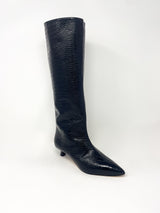 Robyn in Black Embossed Croc
