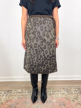 Adley Wrap Skirt in Leopard Cavalry Twill Jacquard
