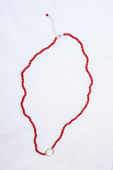 Red Coral Sunny Holder Necklace in Silver