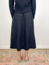 Elastic Waist Paneled Skirt in Black