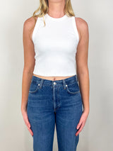 The Cropped Not So Basic Tank in White