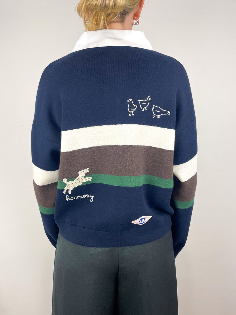 Arther Varsity Knit Rugby Shirt in Multi