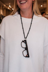 Black Agate Sunny Holder Necklace in Silver