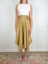Cornelia Dress in Optic White/Dark Khaki