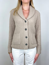 Shawl Collar Cardigan 1/1 in Marble Melange