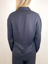 Eco Acetate Viscose Wrap Shirt Jacket in Black