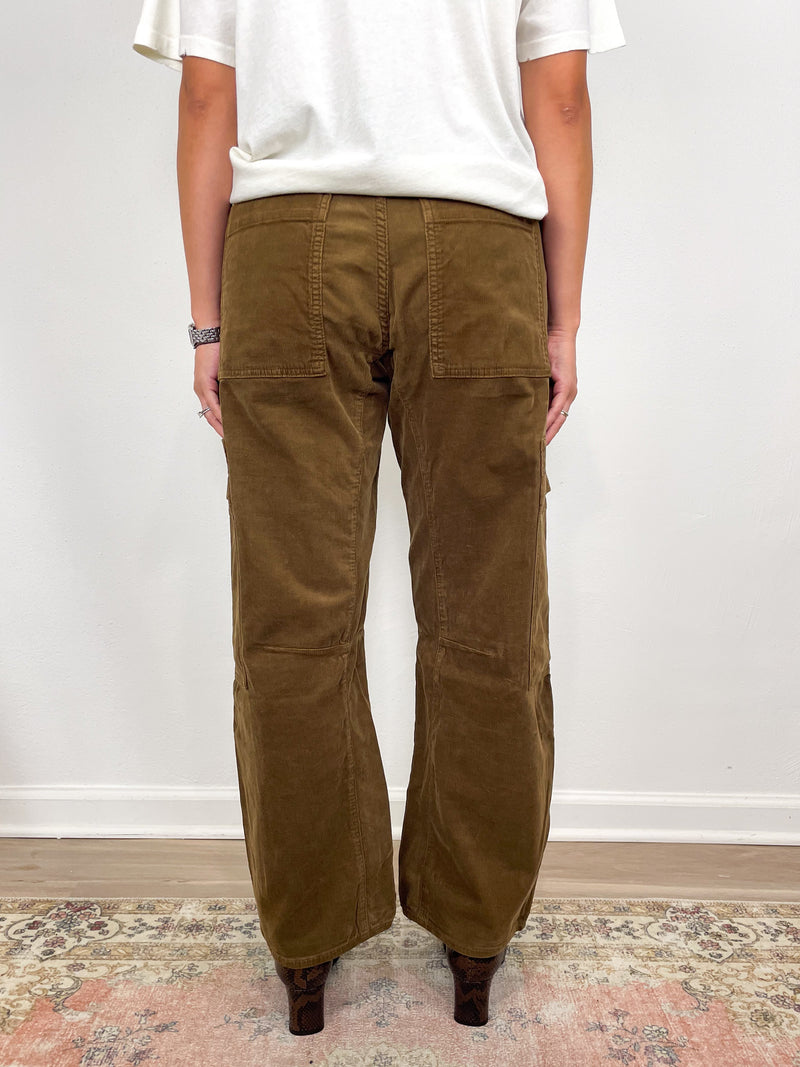 Marcelle Low Slung Cargo in Corduroy Manuka