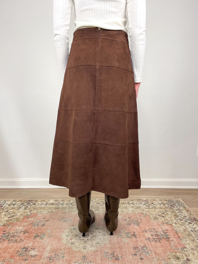 Suede Hudson Skirt in Chocolate