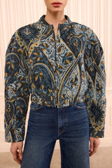 Yara Silk Jacket in Prussian