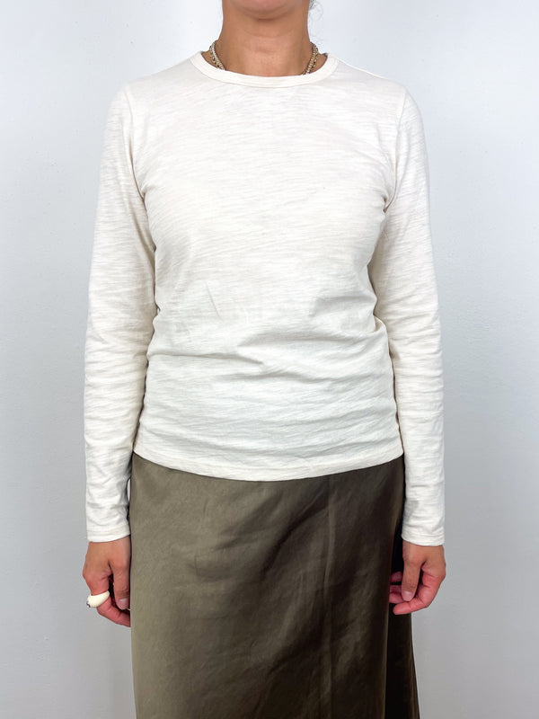 L/S Crew Back Seam in Stone