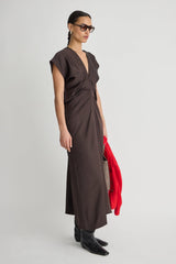 Monde Drape Bias Maxi in Black Coffee
