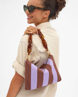 Flat Clutch w/ Tabs in Jacaranda/Hazelnut Canvas Stripe