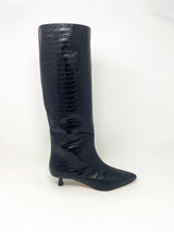 Robyn in Black Embossed Croc