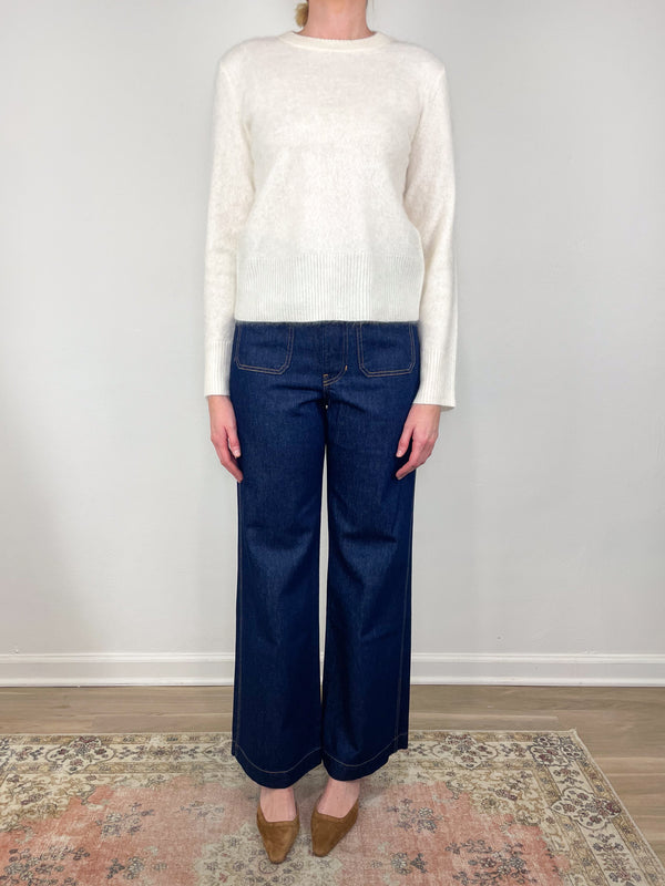 Pippen Brushed Cashmere Pullover in Ivory