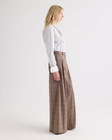 Avery Wool Flannel Pant in Brown Multi
