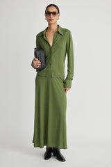 Merce Slinky Slim Button Up in Cypress