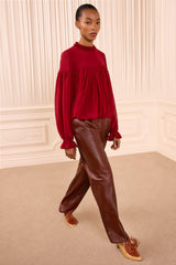 Pearl LS Silk Blouse in Cerise