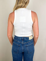 The Cropped Not So Basic Tank in White