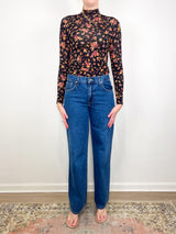 Aurelia LS Jersey Top in Noir Floral