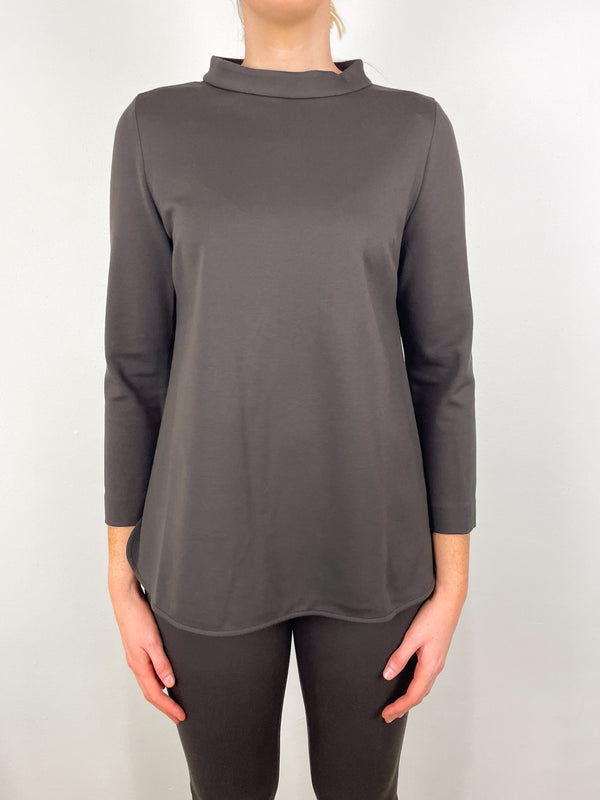 Samantha Top in Coffee Bi-Stretch Tricotine