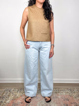 Cropped Muscle Tank in Natural