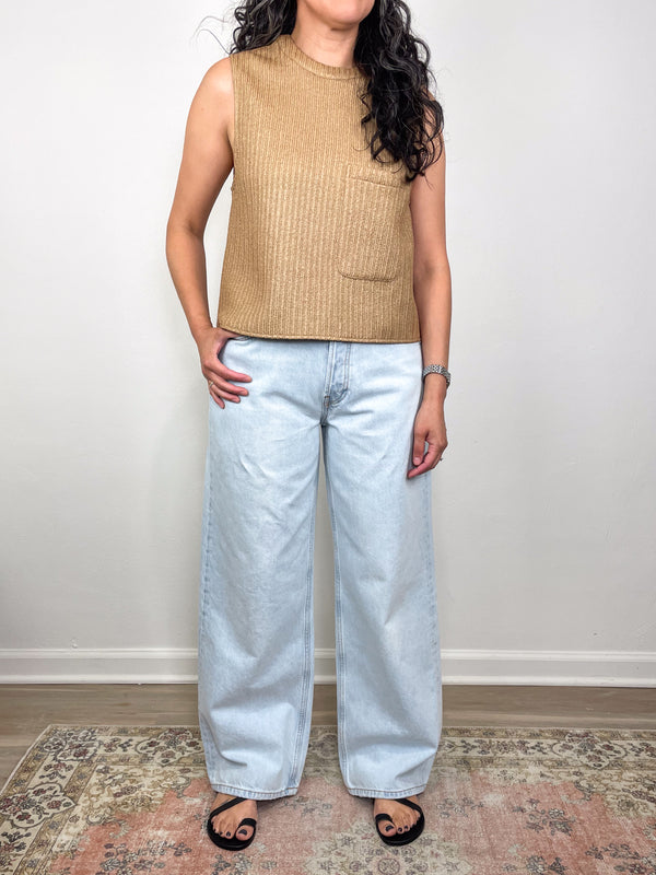 Cropped Muscle Tank in Natural