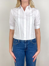 Short Lived Placket with Cherry Pleats in White