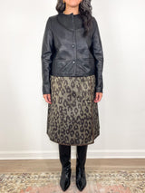 Megan Cardigan Jacket in Black Leather