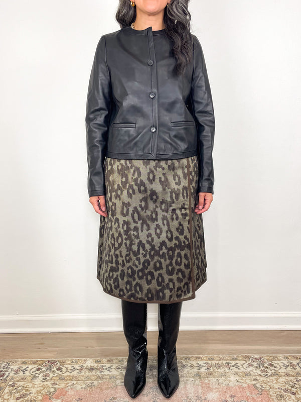 Megan Cardigan Jacket in Black Leather