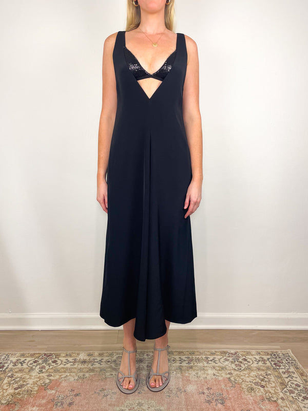 4 Ply Silk V-Neck Dress w/Bra