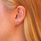 Open Heart Hinged Huggie Hoop Earrings