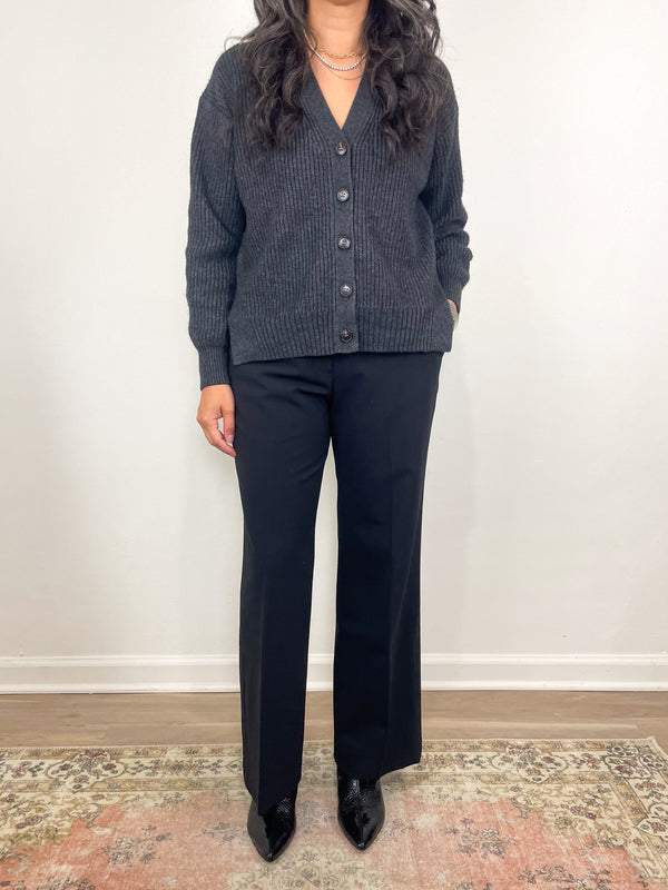 Frankie Cropped Pant in Black Bi-Stretch Tropical Wool