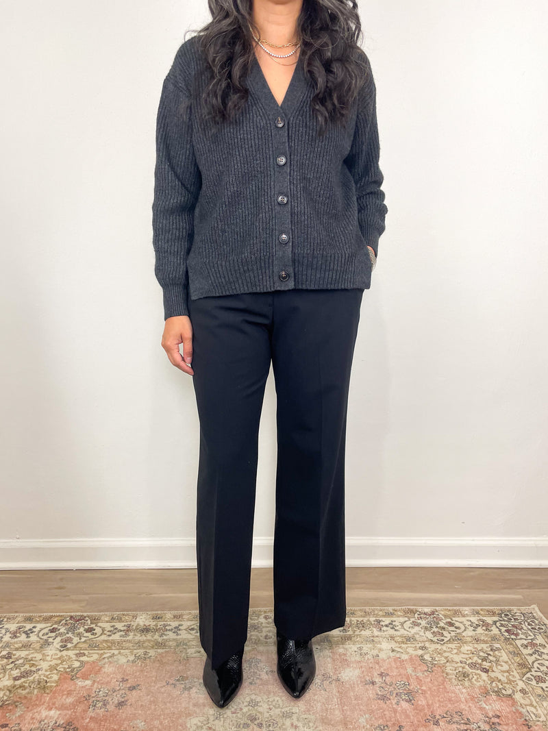 Frankie Cropped Pant in Black Bi-Stretch Tropical Wool