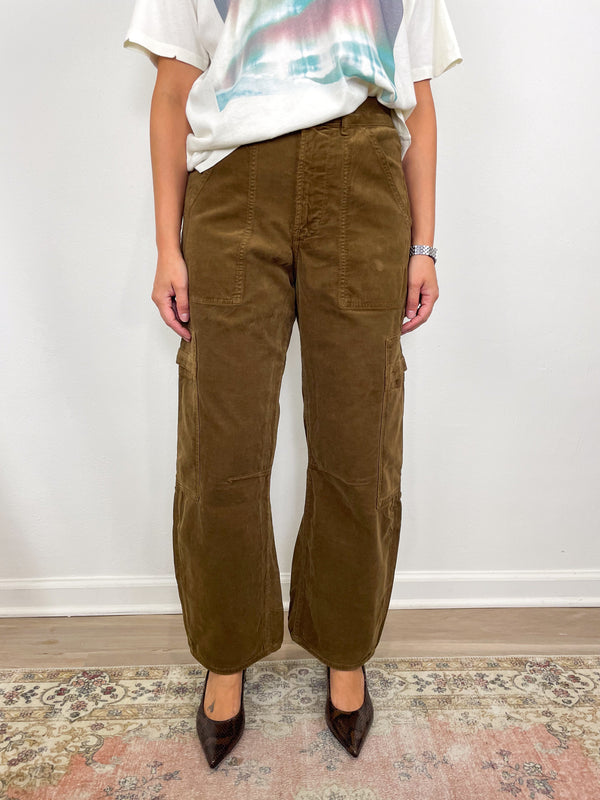 Marcelle Low Slung Cargo in Corduroy Manuka
