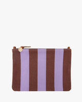 Flat Clutch w/ Tabs in Jacaranda/Hazelnut Canvas Stripe
