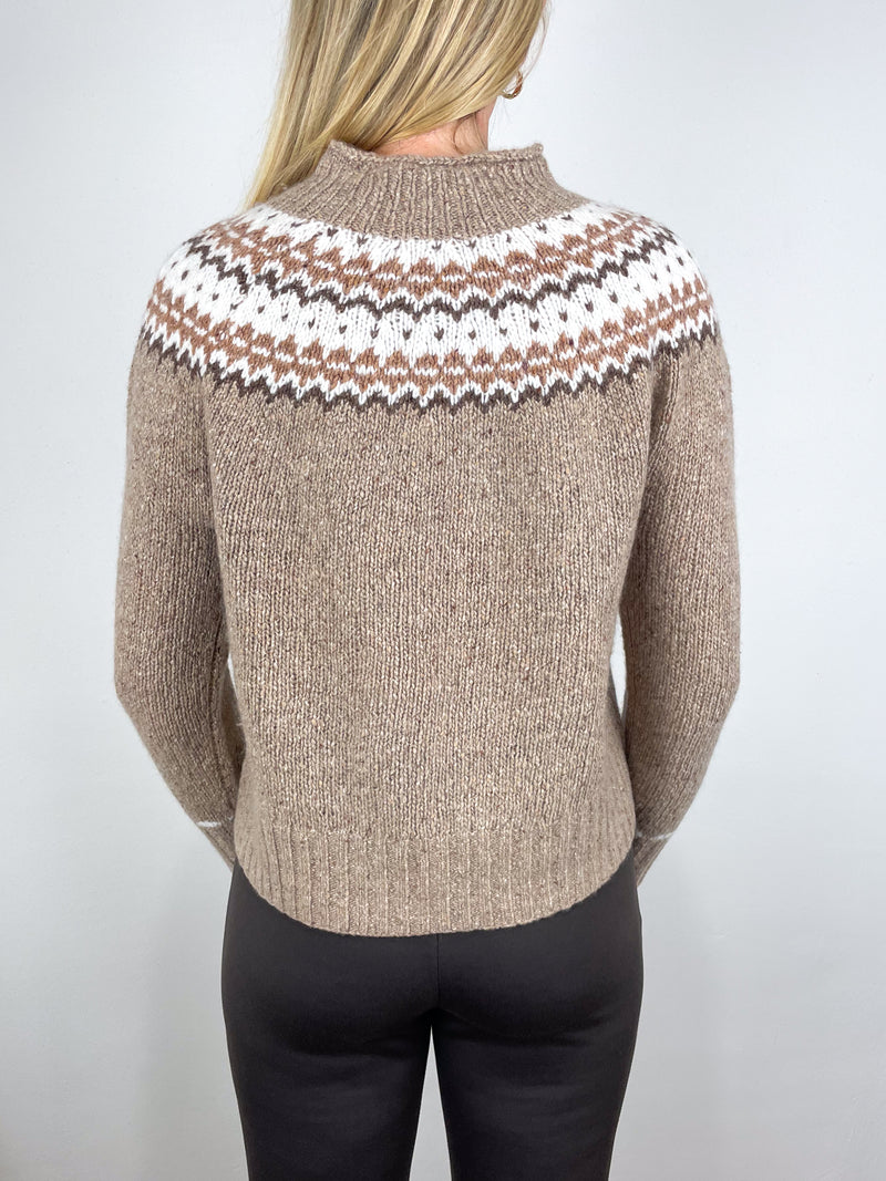 Marge Fair Isle Sweater in Camel Donegal Multi Hand Knit Cashmere