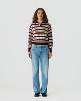 Collegiate Stripe Polo in Fig Combo