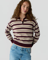 Collegiate Stripe Polo in Fig Combo