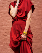 Flowy Maxi Skirt in Currant