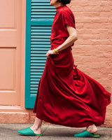 Flowy Maxi Skirt in Currant