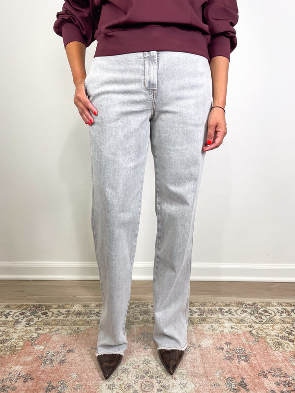 Nessa Denim Pant in Powder Grey