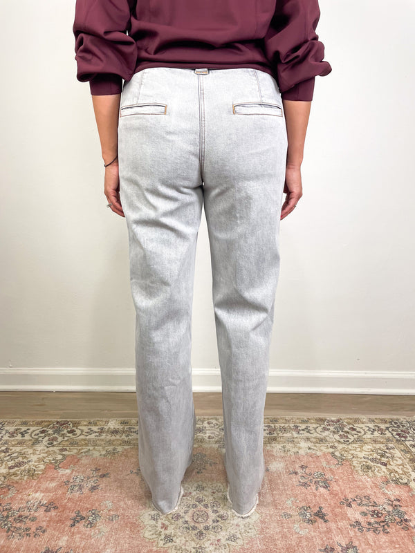 Nessa Denim Pant in Powder Grey