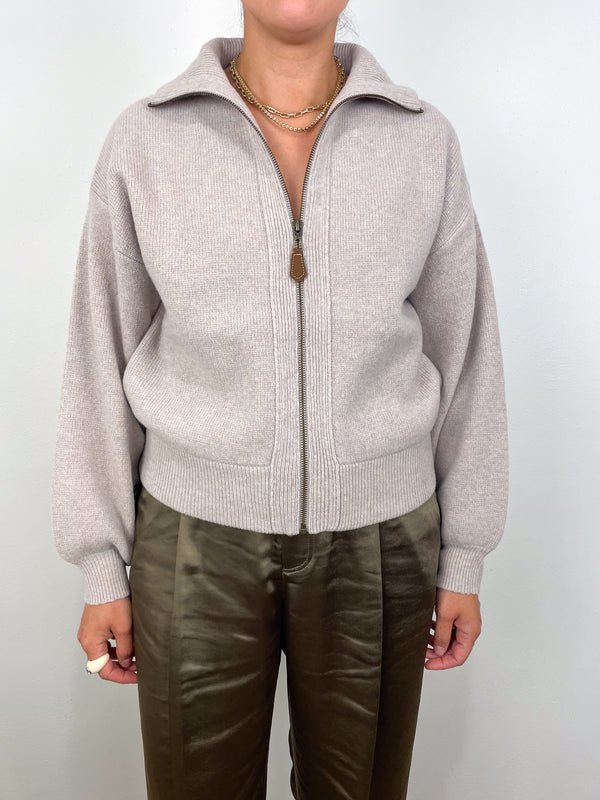 Zip Front Bomber in Quartz