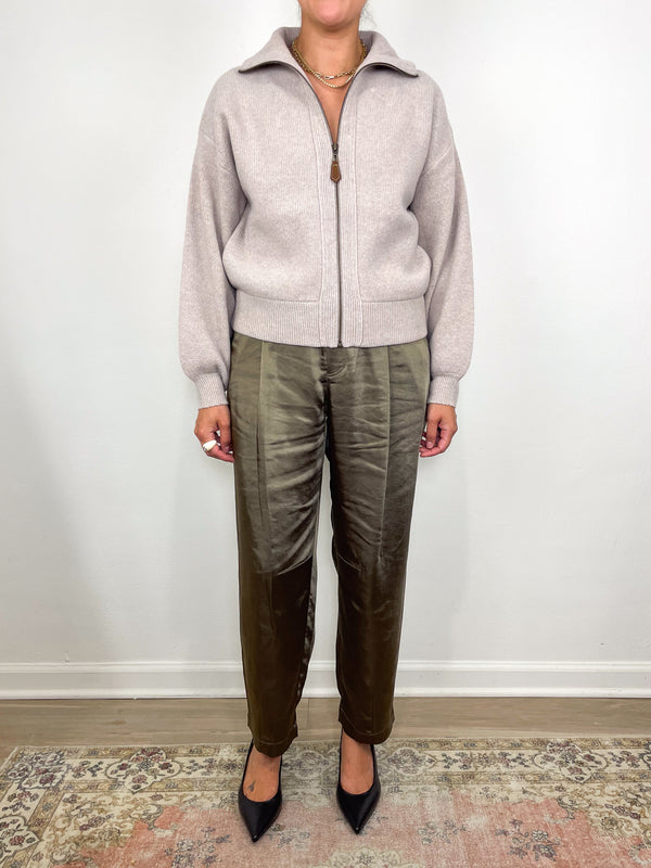Zip Front Bomber in Quartz