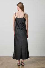 Crepe Satin Bias Maxi Dress in Black