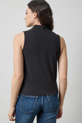 Drape Neck Sleeveless Top in Black