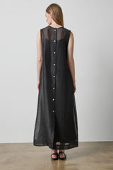 Sheer Column Overlay Dress in Black Sheer