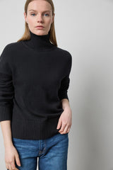 Relaxed Mock Turtleneck in Black